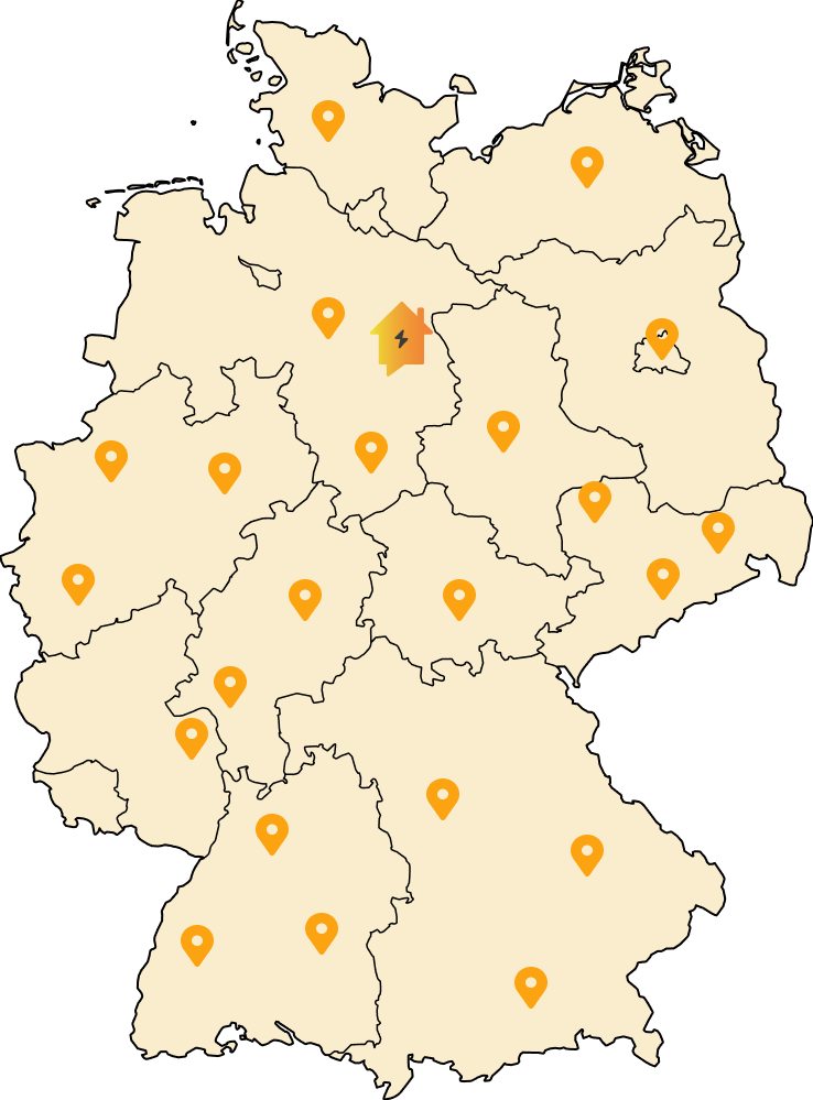 Eine Deutschlandkarte zeigt unsere Standorte in Deutschland